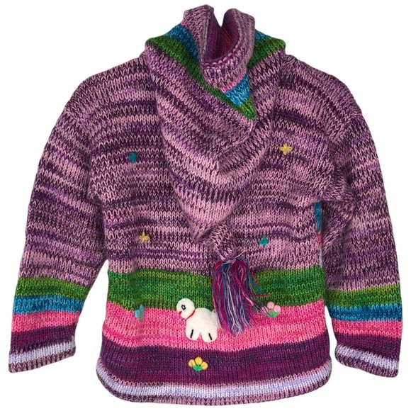 Baby Llama Peruvian Handknit Sweater Cardigan Size 6-12 Months - Picture 3 of 7
